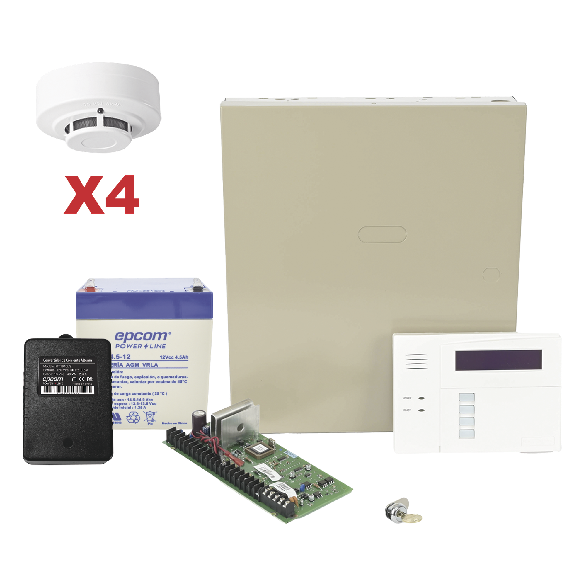 Kit de panel de control antirrobo VISTA-48LA con teclado-receptor inalámbrico 6160RF, gabinete, batería, transformador y 4 detectores de humo — HONEYWELL HOME RESIDEO · SKU VISTA48LASMK/6160RF
