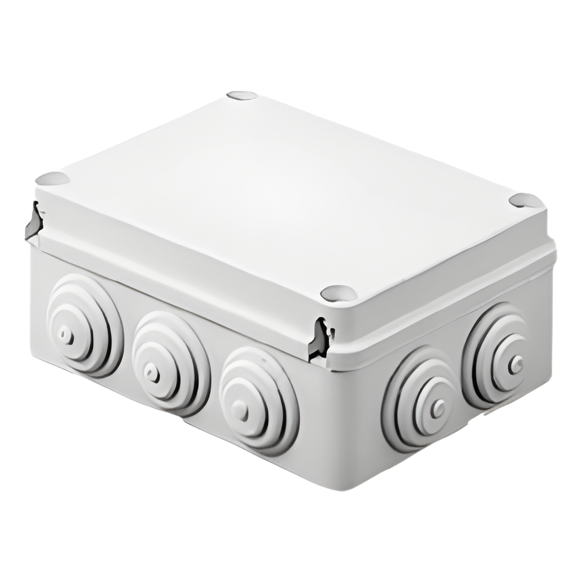 Caja Estanca de PVC Para Derivación y Conexión, 12 Entradas, Tapa Atornillada, 240x190x90 mm (Área interna), Uso Exterior IP55, Material que no Propaga el Fuego y Libre de Hálogenos — GEWISS · SKU GW-44-008