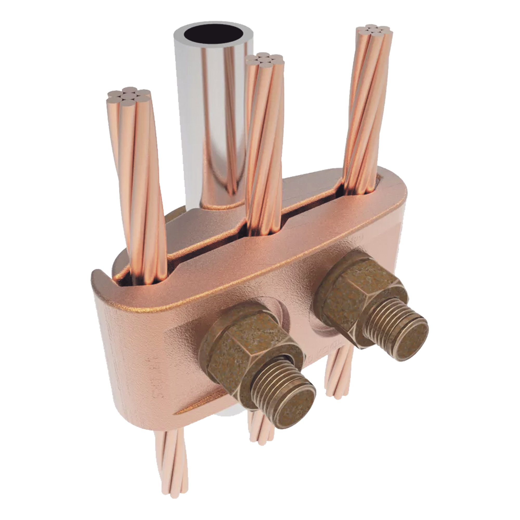 Conector Mecánico / 3 Cables Cobre 2/0 AWG - 250 KCMIL / Varilla 5/8" - 3/4" / Torque 480 lbf·in / UL467