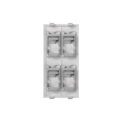 Placa Plana de Voz y Datos con Guardapolvo para 4 RJ45 / Color Blanco / 4 Puertos para Jacks Keystone / Compatible con Cajas de Pavimento SM-CPAV-2 y SM-CPAV-4 / Modelo S76C/9
