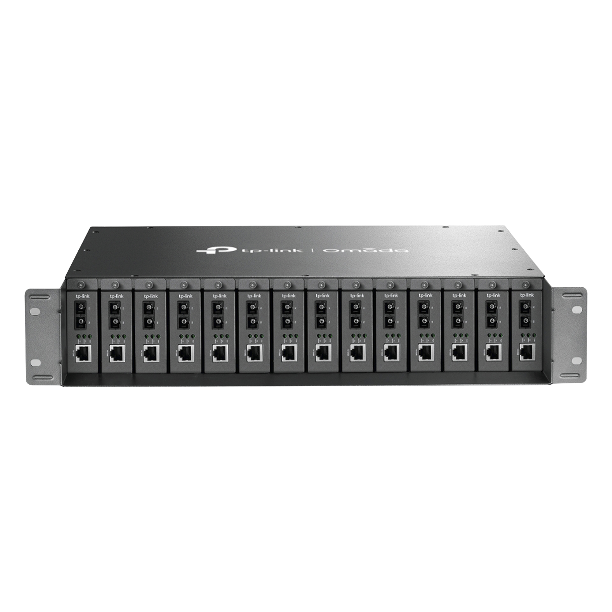 Chasis para Montaje en Rack de 14 bahías / Soporta Convertidores de Fibra Óptica TP-Link / Compatibles (MC111CS, MC112CS, MC220L, MC110CS, MC100CM, MC210CS, MC200CM) / Plug and Play — TP-LINK · SKU TL-MC1400