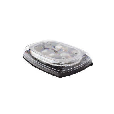 Mini torreta de 48 LED 10" Ámbar/Claro, Lente Transparente, Cableado
