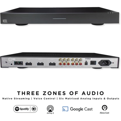 VSSL 3 zonas, 6x50W, con Chromecast, Alexa Cast, Airplay, Spotify Conn en cada zona - funciona con GoogleAsst
