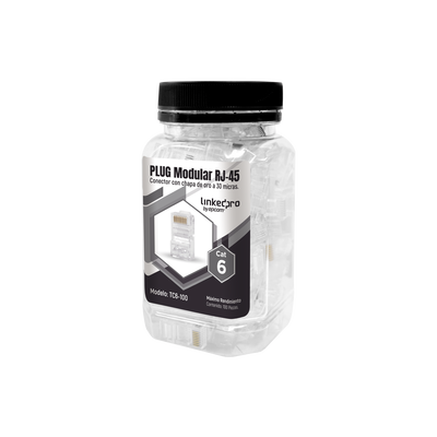 Bote con 100 Piezas de Plug Modular RJ45 Cat6 sin Blindaje, Chapado de Oro a 30 Micras para Durabilidad Extrema
