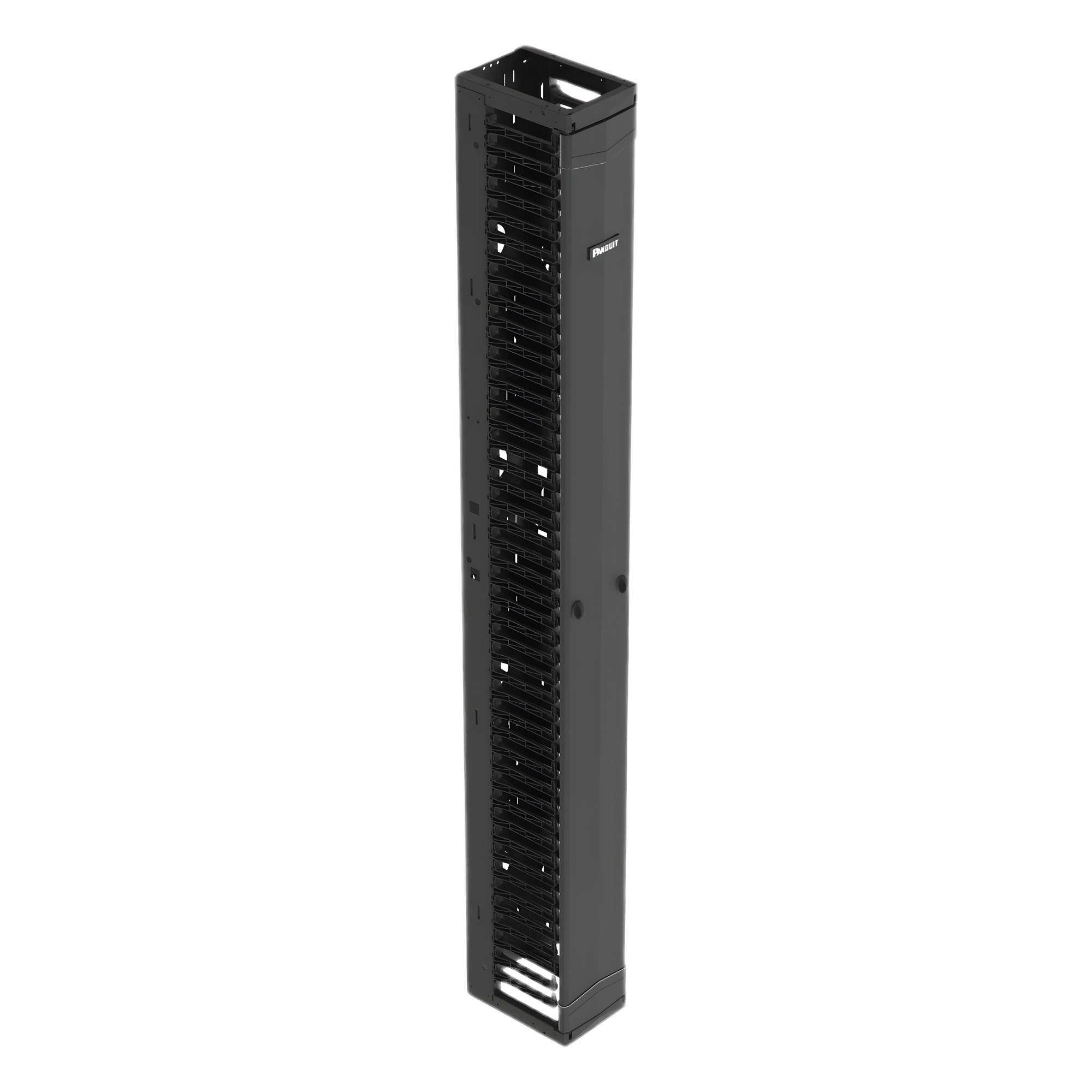 Organizador Vertical de Cables / Alta Densidad / 45 U / Ancho 8 in / Diseño Simple Frontal / ABS y Acero / Negro — PANDUIT · SKU PR2VFD08