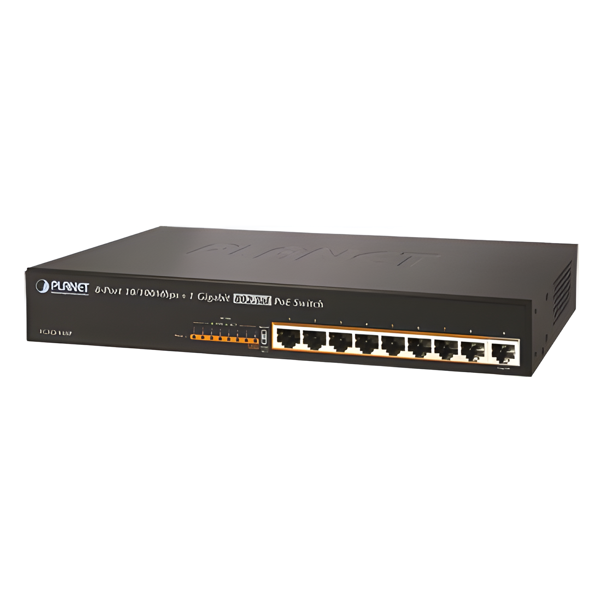 Switch no adminsitrable PoE de 8 Puertos PoE 100BaseTX + 1 Puerto 100/1000Base-T con 150W de Potencia Total — PLANET · SKU FGSD-910P