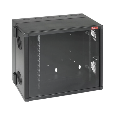 Gabinete AccessPlus de 12 UR Montaje en Pared de 19in, Rieles Numerados y Roscados #10-32, Puerta con Ventana de Seguridad, 700 mm de Ancho, 637 mm de Profundidad, Color Negro