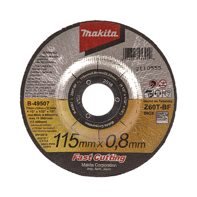 Disco 4 1/2"/ Inox y Acero / Corte Rápido 