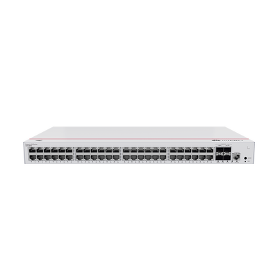 Switch de Distribución/Core Gigabit Administrable PoE Capa 3 / 48 puertos 10/100/1000 Mbps (PoE) / 4 Puertos 10GE SFP+ Uplink / ERPS / Rutas Estáticas / iStack / PoE Perpetuo / 380W / Administración Nube Gratis