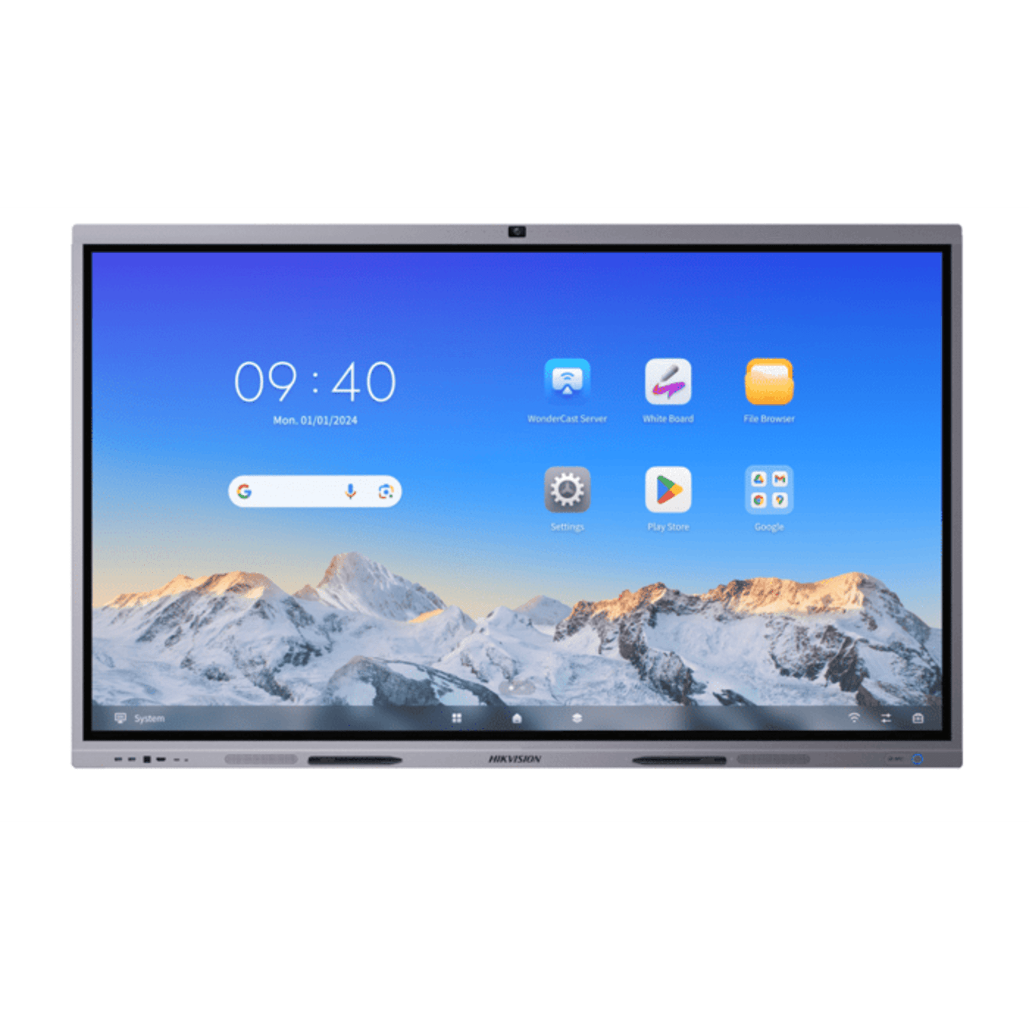 Pantalla Interactiva Touch de 65" Android 13 / Google Suite Preinstalado con Certificación EDLA / Cámara Web 8 MP / Resolución 4K / Bocinas Integradas / Entradas HDMI y VGA / Incluye 2 Lápices para Escribir — HIKVISION · SKU DS-D5C65RB/B(EDLA)