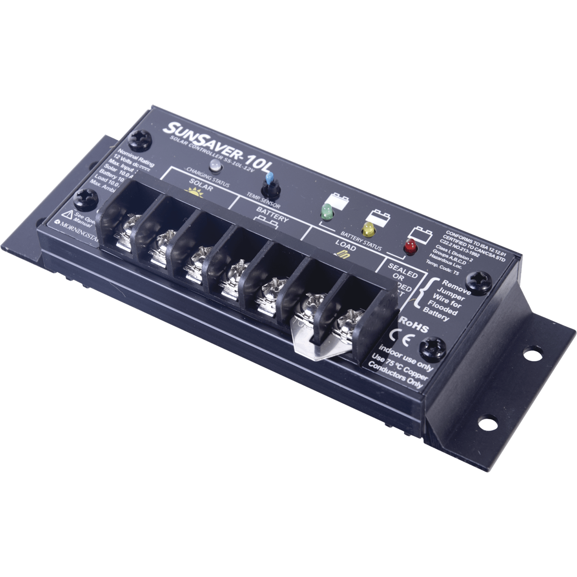 Controlador de Carga Solar SunSaver PWM 10 A / 12 VCC / Encapsulado Epóxico / Clase 1 Div 2 / Compensación de Temperatura