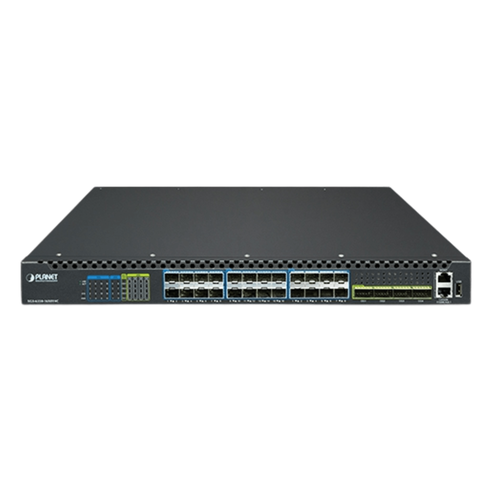Switch Gestionado Capa 3 / Puertos 100G QSFP28 / 25G SFP28 / 10G SFP+ / Conmutación Non-Blocking 1520 Gbps / Apilado 10 Unidades / ERPS G.8032 / Fuente Redundante Hot-Swap