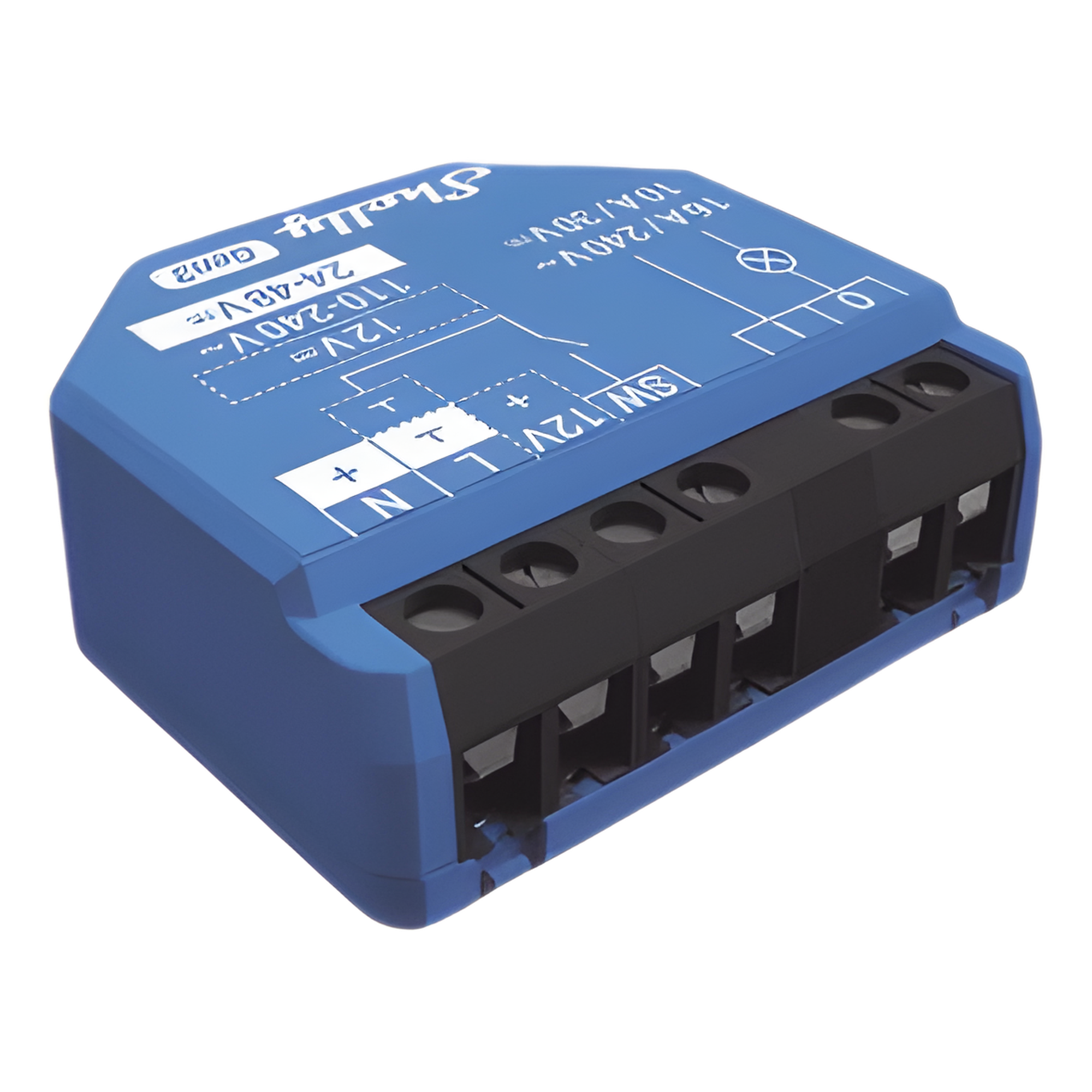 Relevador inalámbrico inteligente 16A, 110-230 V, 1 salida de contacto seco, compatible con asistente de voz Alexa, Google Home — SHELLY · SKU SHELLY1GEN3