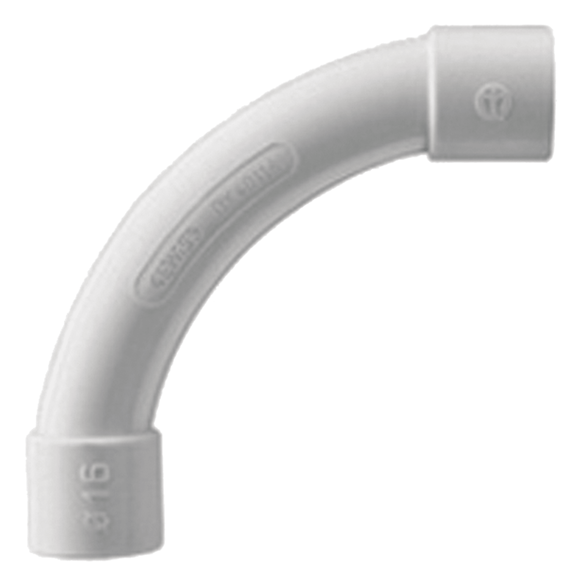 Curva de radio estrecho para tubería rígida, recomendado para cables de datos, PVC Auto-extinguible, de 40 mm — GEWISS · SKU DX-40-140