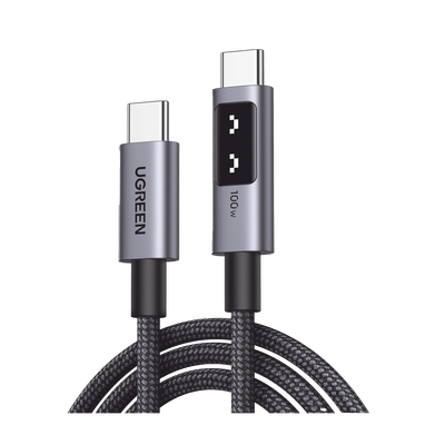 Cable USB-C a USB-C | 1 Metro | Carga Rápida de hasta 100W | Transferencia de datos 480 Mbps | PD3.0 | QC4.0/3.0/2.0 | FPC | AFC | Protección Integrada| Caja de Aluminio | Nylon Trenzado | Amplia Compatibilidad | Color Negro. — UGREEN · SKU 35501