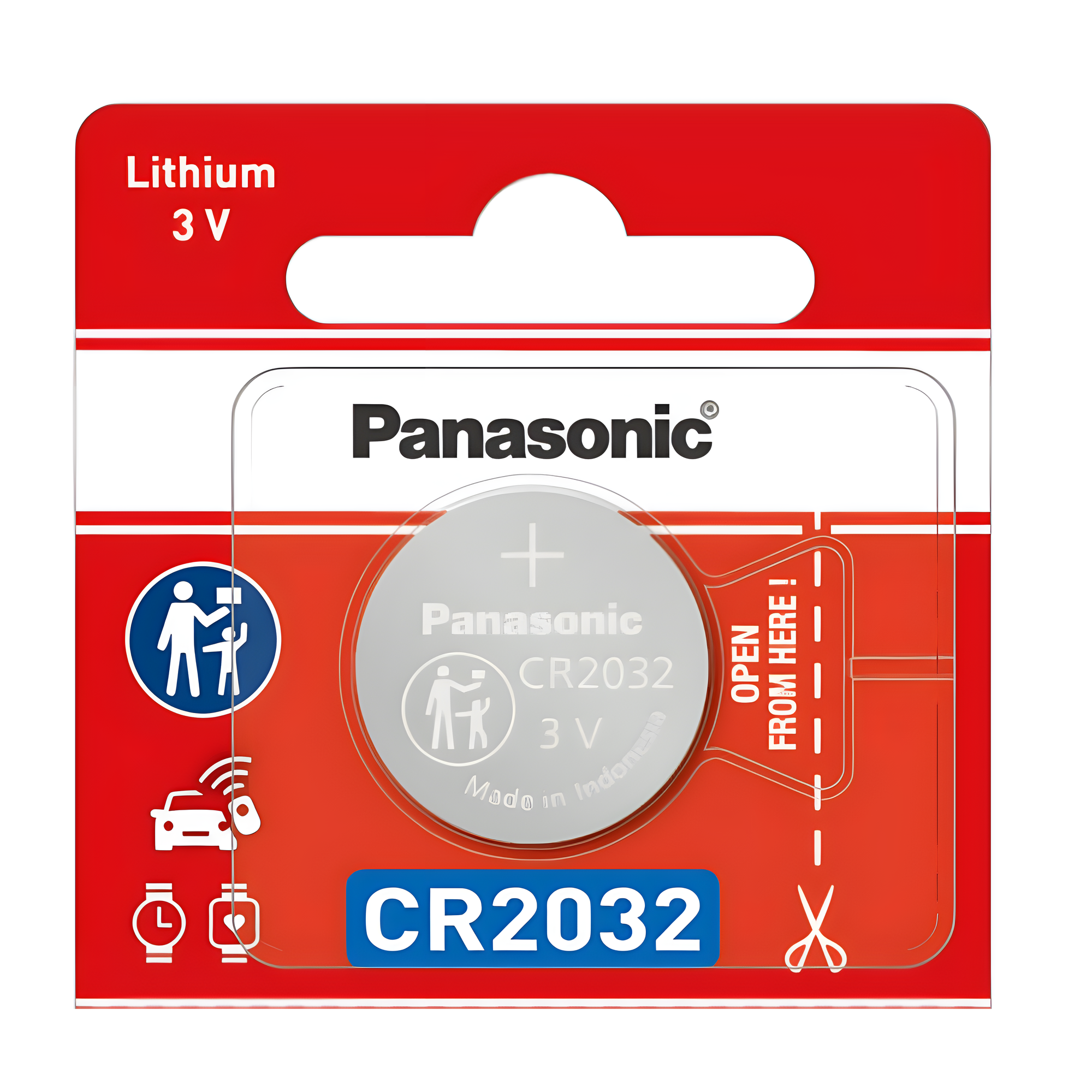 Batería de litio CR2032 de 3 V a 225 mAh (No recargable) — PANASONIC · SKU CR2032PM