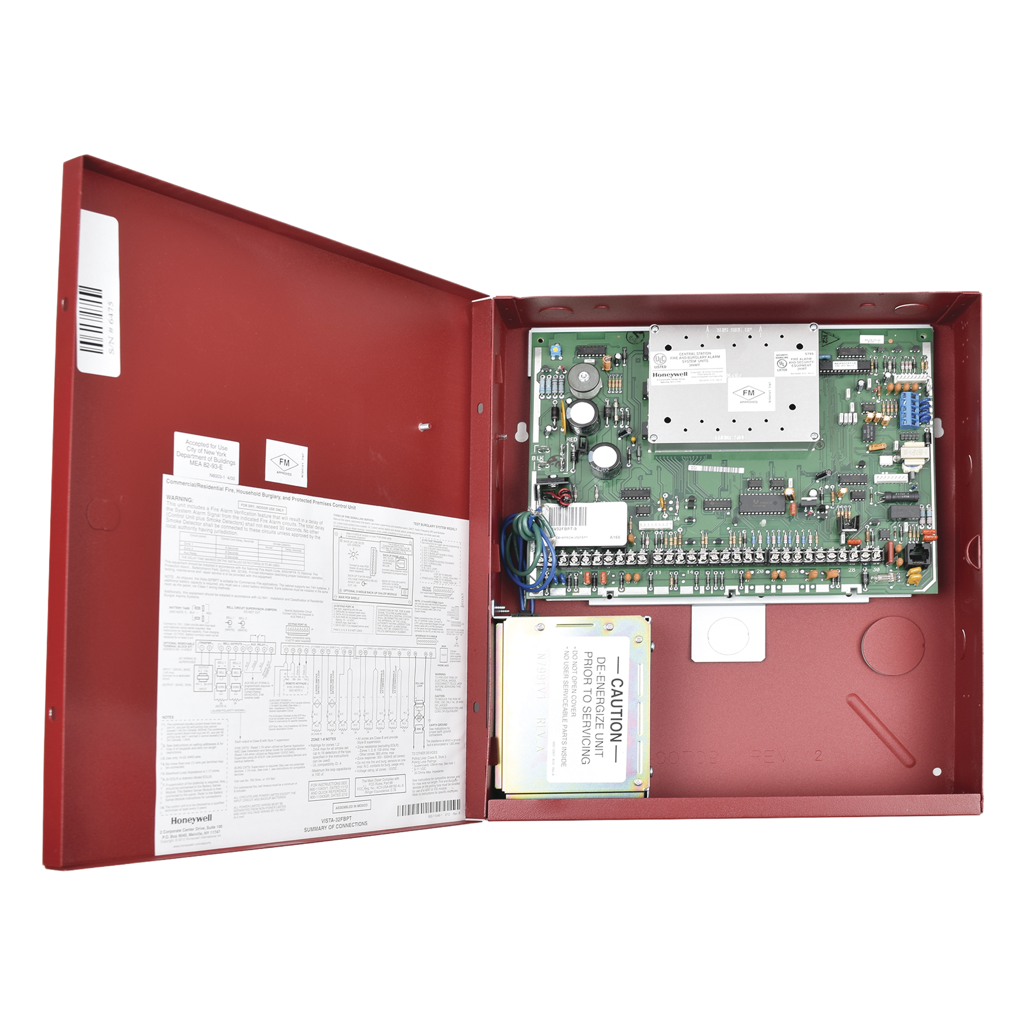 Panel comercial de incendio e intrusión con 2 particiones, 32 zonas cableadas o inalámbricas y 24 puntos direccionables V-Plex — HONEYWELL HOME RESIDEO · SKU VISTA-32FB-T