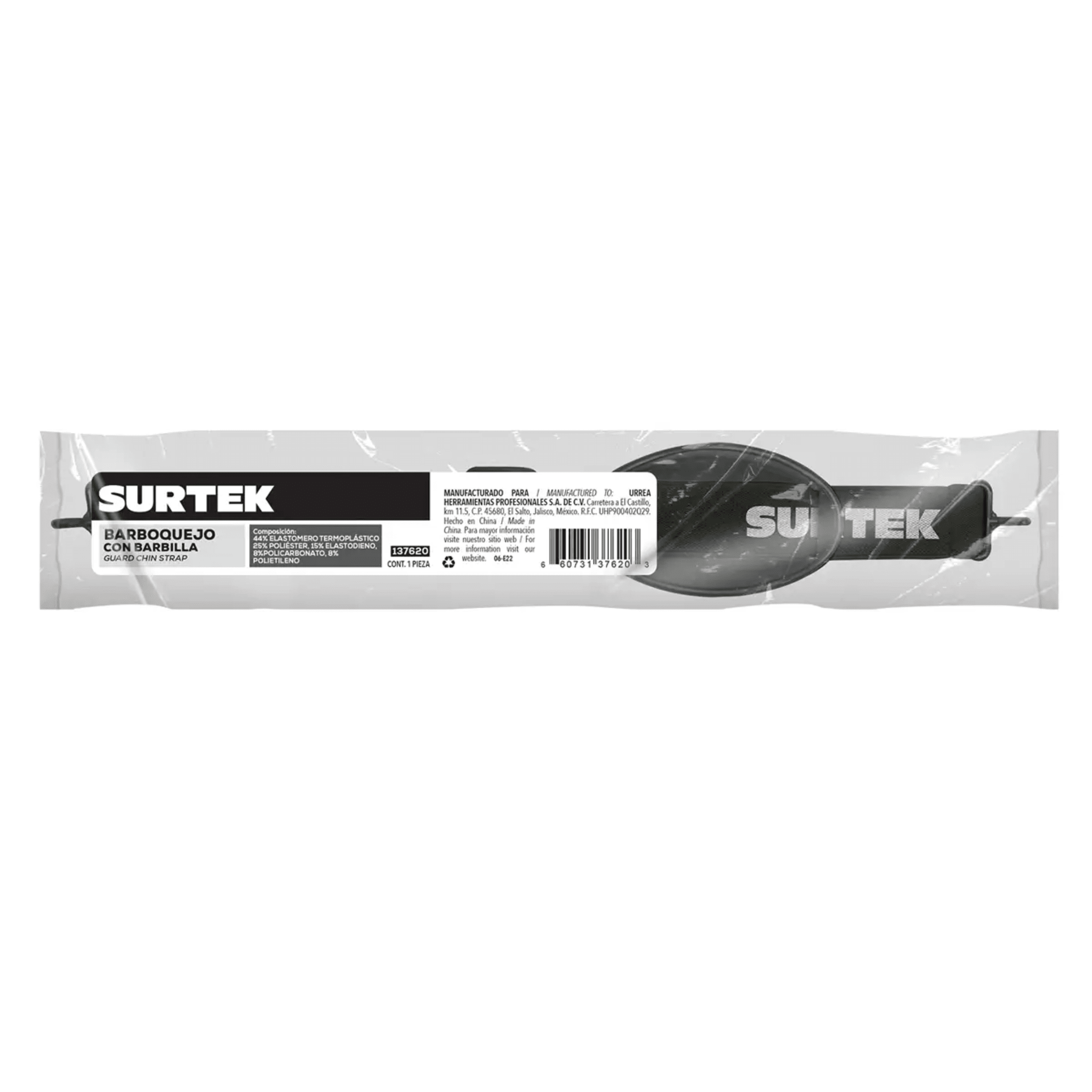 Barboquejo de Seguridad / Ganchos Universales / Banda Elástica Poliester / Ajuste con Hebillas de Polipropileno / Barbilla Flexible en Modelos Específicos / Libre de Metales / Lavable