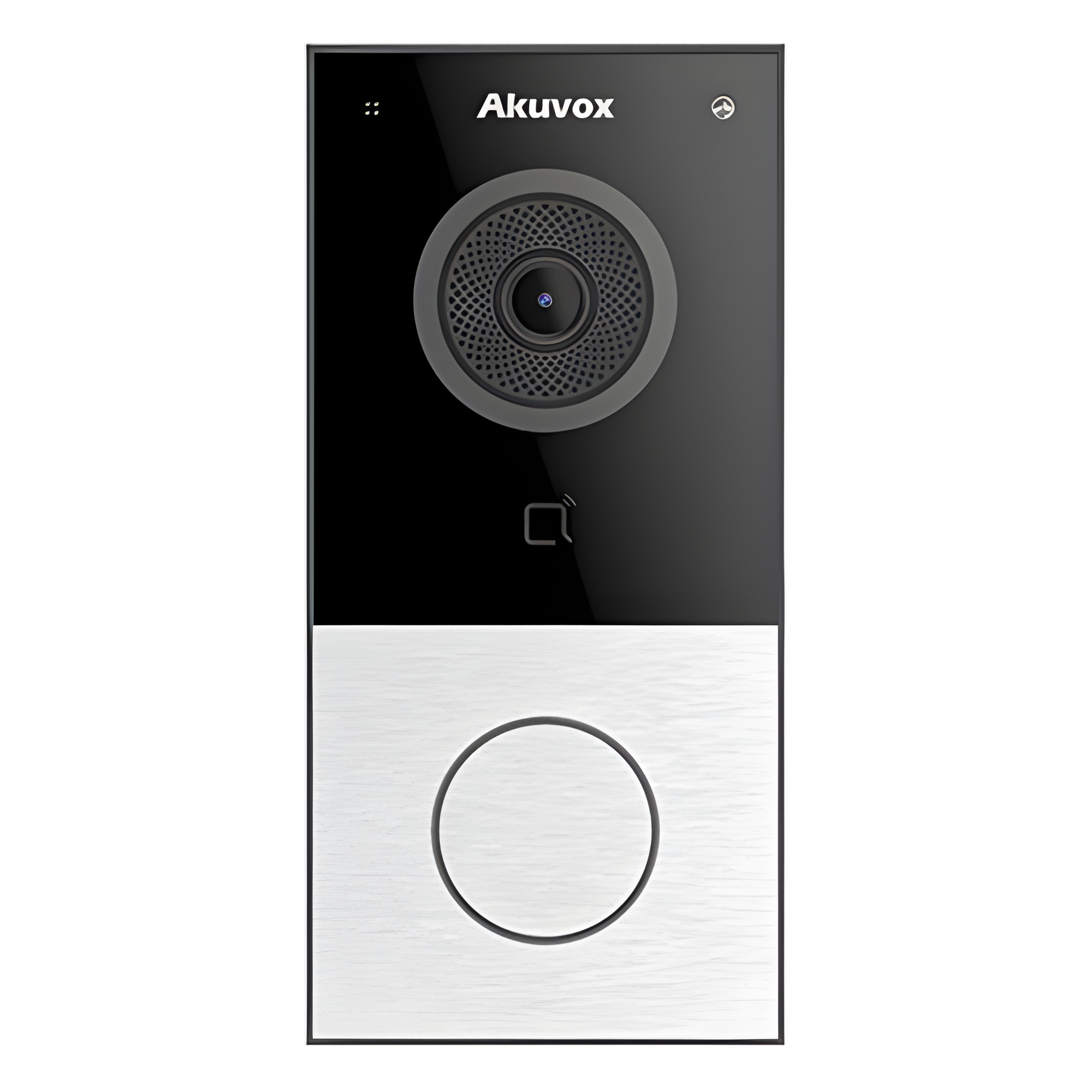 DOORBELL / WIFI / 100% en la Nube / POE / Bluetooth / NFC / Lector de Tarjetas MIFARE / Notificación en APP / Llamada Telefónica / SIP / ONVIF / IP65 / Cámara 2 MP / Botón con Iluminación / Control de 1 Puerta — AKUVOX · SKU E12W