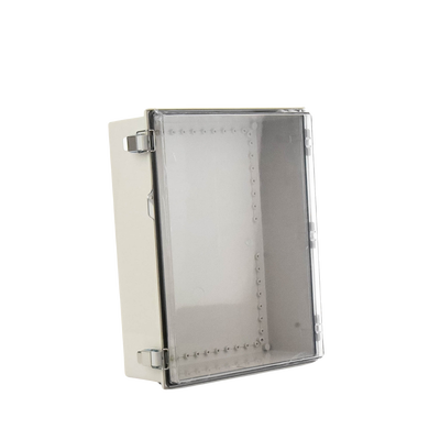 Gabinete Plástico ABS, Puerta Transparente, Uso en Intemperie (350 x 460 x 160 mm) Cierre por Broches Inoxidables y Permite Cerrado con Candado y Llave (Perno 5mm) No Incluido