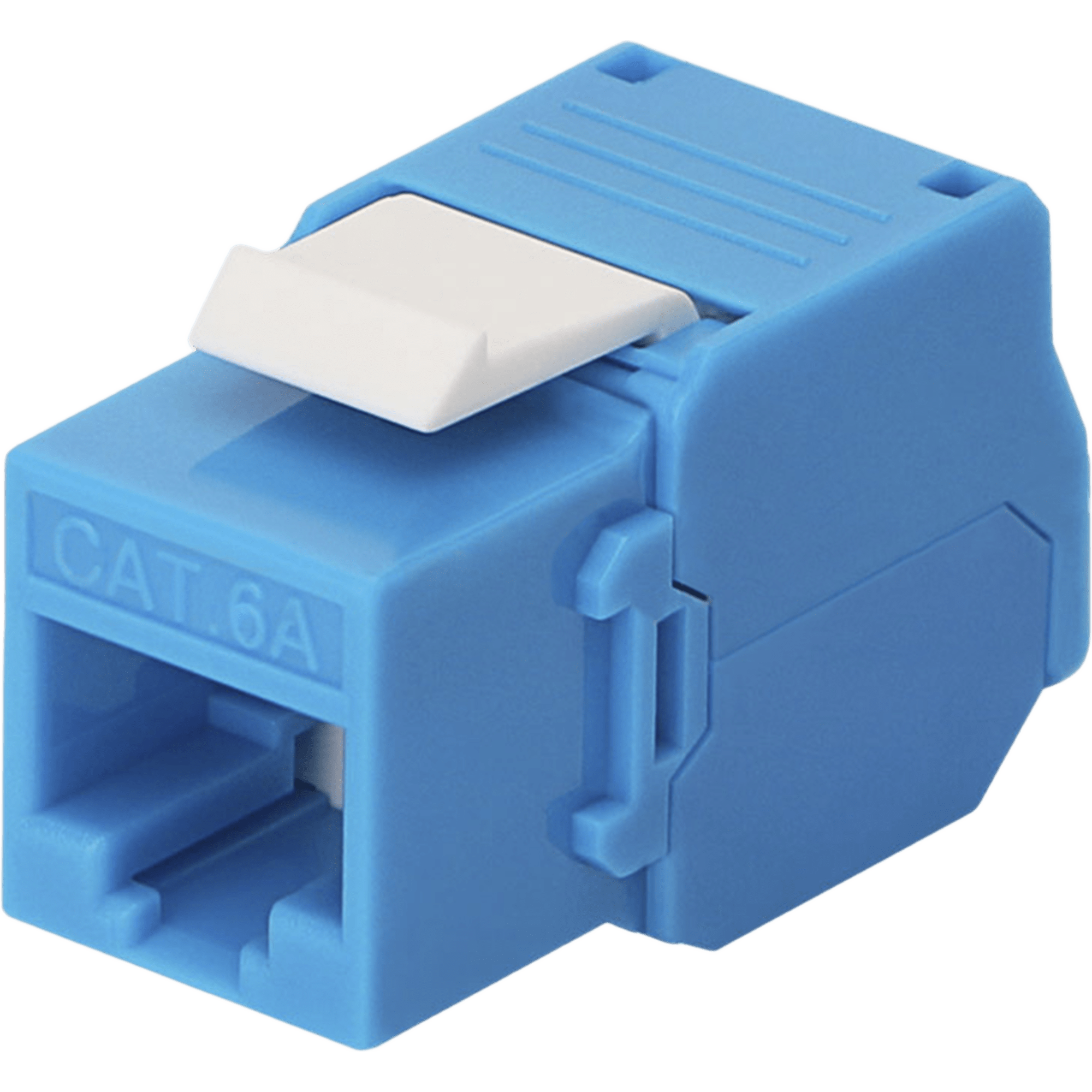 Módulo Jack Keystone Cat6A (Toolless), con Terminación en Ángulo 180 - Color Azul, Compatible con Faceplate y Patchpanel Linkedpro