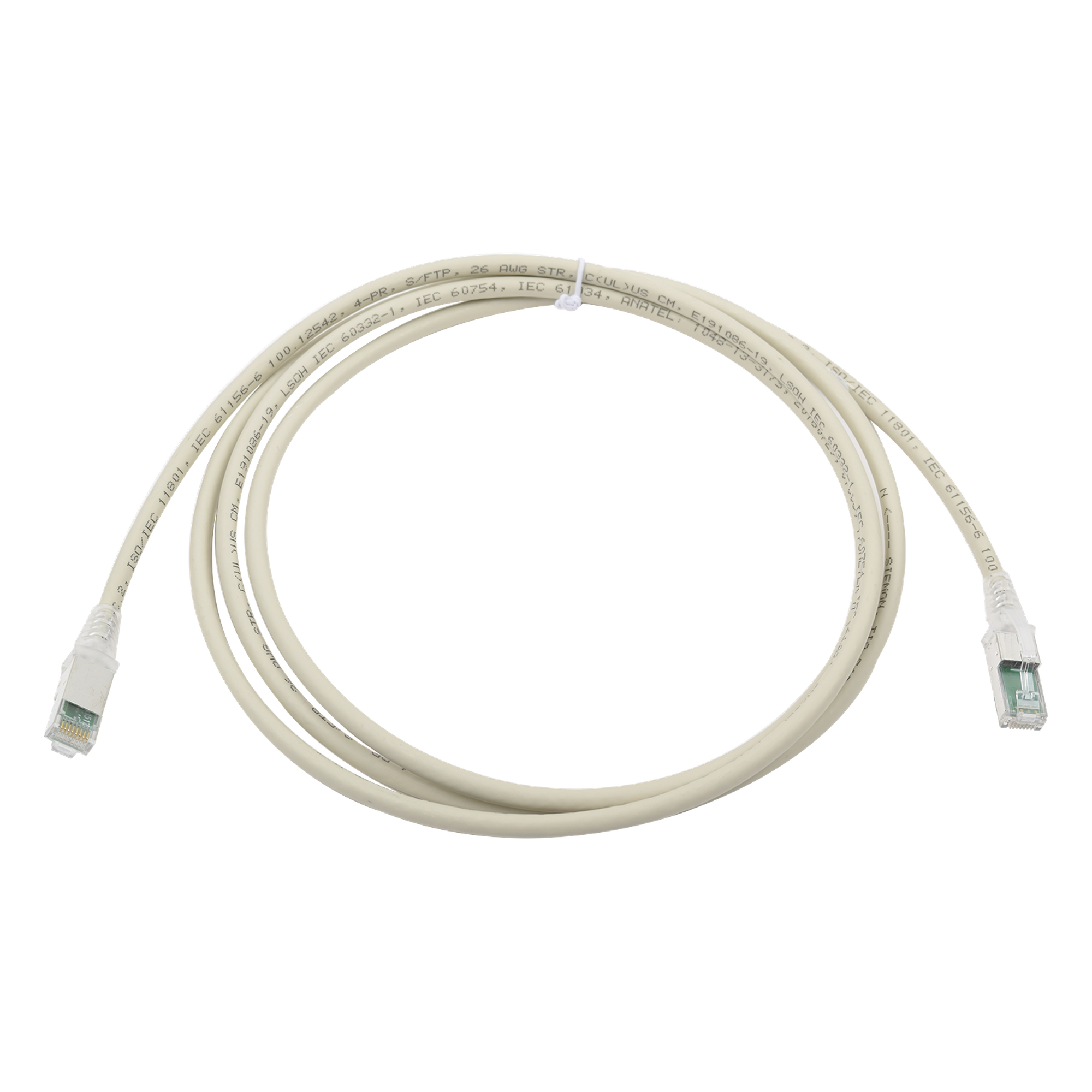 Patch Cord Z-MAX Cat6A S/FTP, CM/LS0H, 2.13 Metros (7 Pies), Color Gris, Versión Bulk (Sin Empaque Individual) — SIEMON · SKU ZM6A-S07-04B