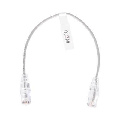 Cable de Parcheo Slim UTP Cat6 - 30 cm (11.81 Pulgadas) Gris Diámetro Reducido (28 AWG)