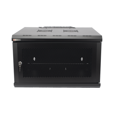 Gabinete de Pared PRECISION 19 in 6UR (455mm) - Puerta Perforada Incluye: 2 Ventiladores y Panel Cepillo