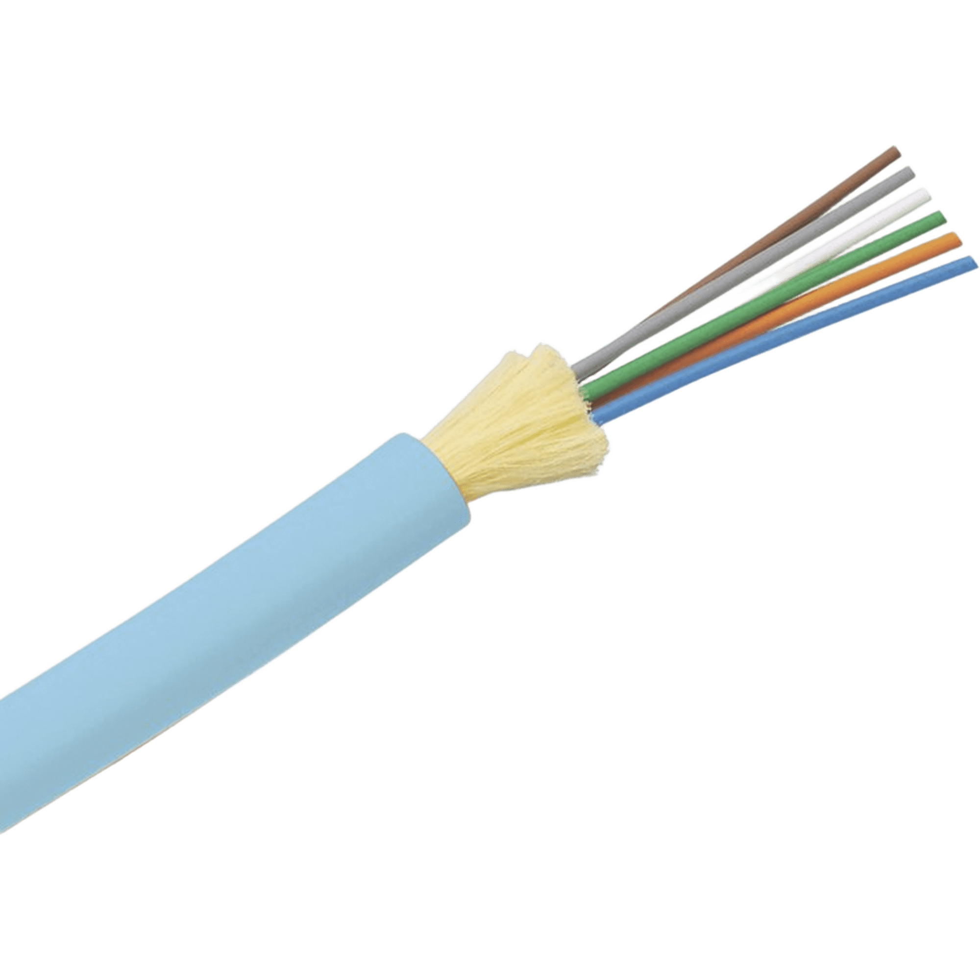 Cable de Fibra Óptica de 6 Hilos, Multimodo OM4 50/125 Optimizada, Interior, Tight Buffer 900um, No Conductiva (Dieléctrica), OFNP (Plenum), Precio Por Metro