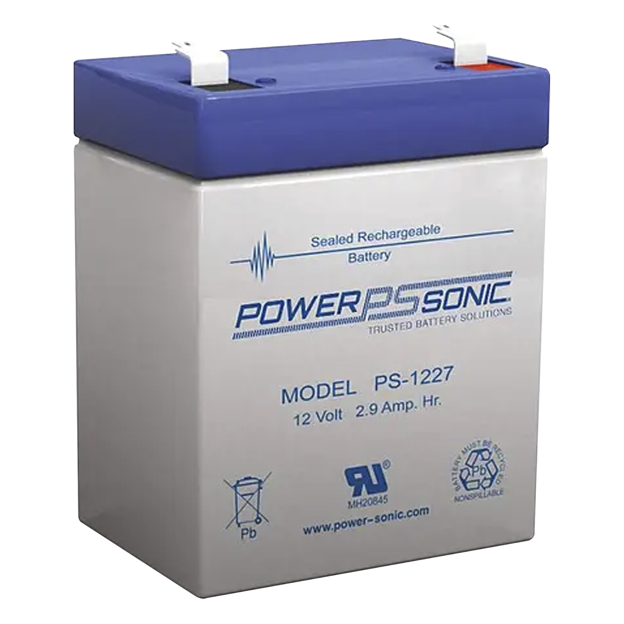 Batería 12V, 2.9AH, Para Respaldo, Tecnologías AGM/VRLA, 5 Años Vida Útil, Terminales F1, Reconocida UL — POWER SONIC · SKU PS1227