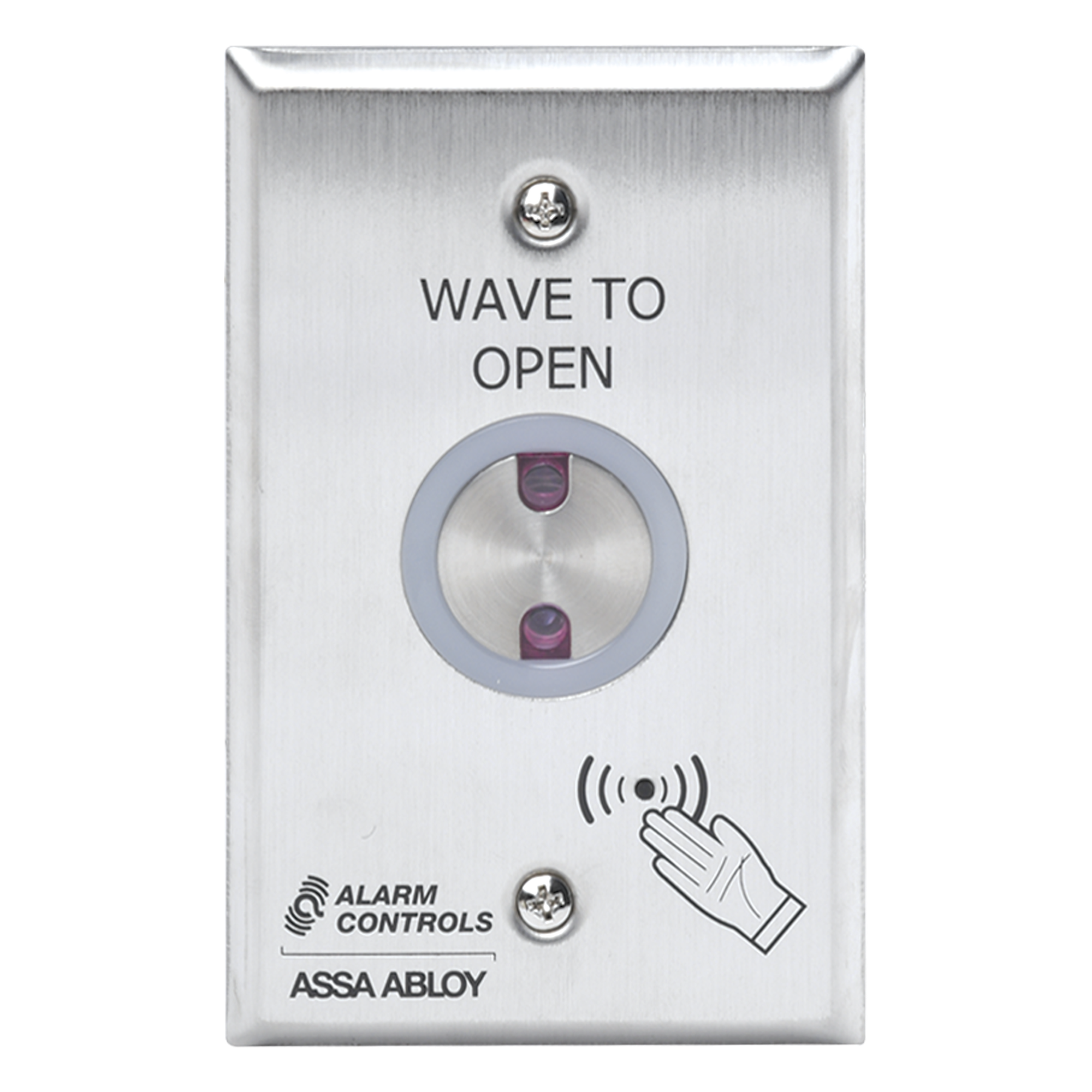 Botón Sin Contacto para Salida NO,NC/ Temporizador/ Placa de Acero Inoxidable/ Intemperie — ALARM CONTROLS-ASSA ABLOY · SKU NTS-1