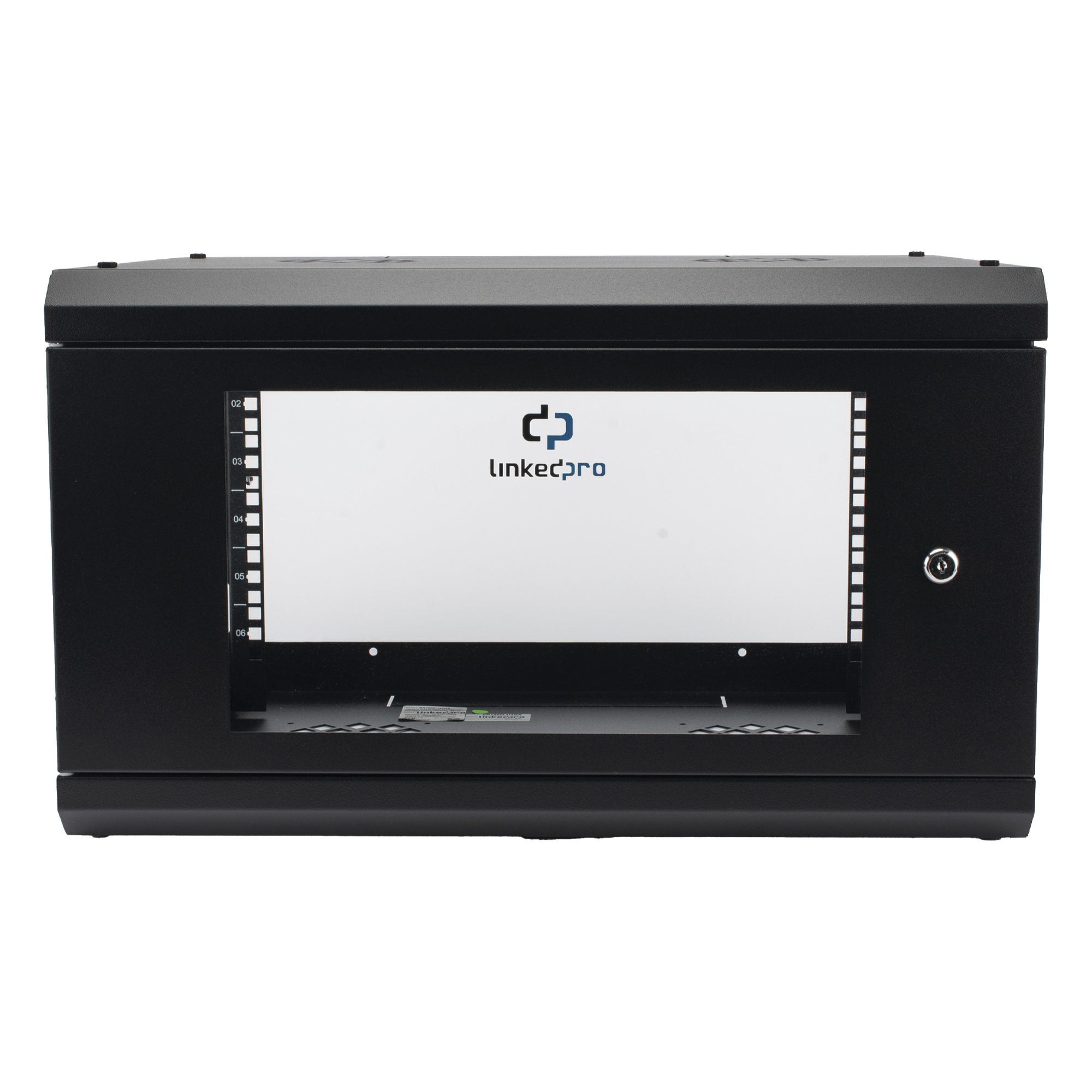 Gabinete de Pared con Puerta de Cristal Templado, 455mm de Profundidad, 6U Rack de 19'', Acero Reforzado — LINKEDPRO · SKU SR1906LH3GA