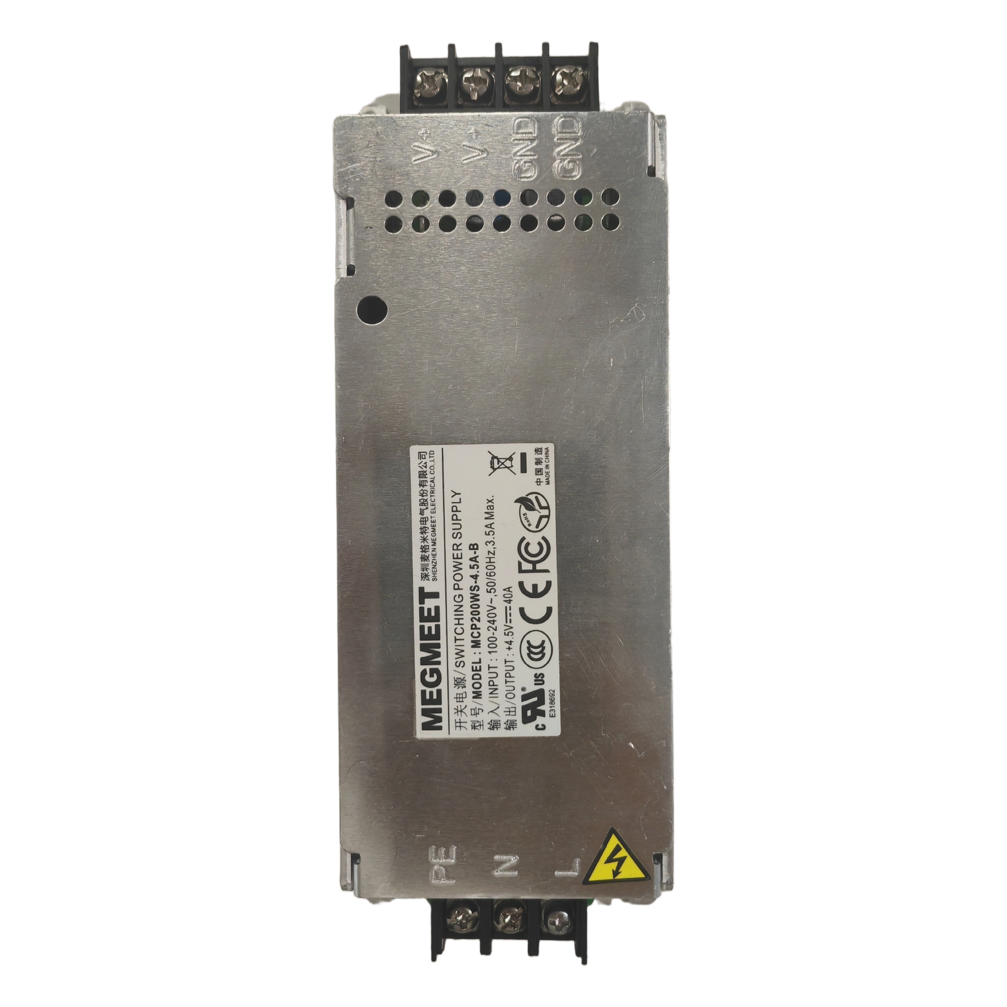 Fuente de Alimentación Hikvision 5V DC / Protección Cortocircuito y Sobrecarga / Convección por Ventilador / Rango Temperatura -40°C a 70°C / Cumplimiento 3C — HIKVISION · SKU MCP200WS-4.5A-B