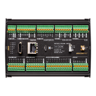 Controlador Industrial Arduino Portenta Machine Control / STM32H747XI Dual Cortex / 24V DC / 8 Entradas Digitales / 8 Salidas Digitales / 12 I/O Programables / 3 Entradas Analógicas / 4 Salidas Analógicas / 3 Canales Temperatura / CAN / Ethe