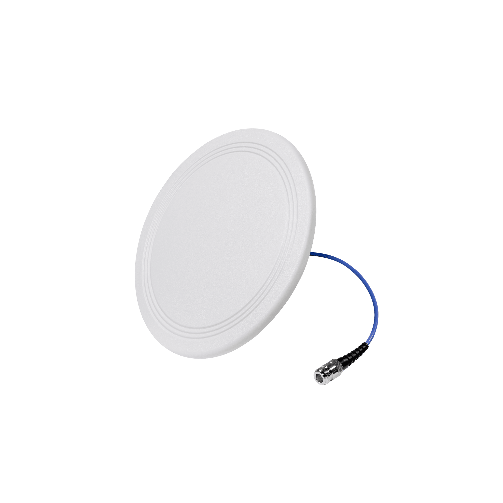 Antena Omnidireccional para Techo Interior / 600-6000 MHz / 5 Bandas Celulares y WiFi / Perfil Ultra Bajo 8 mm / Conector N-hembra / Cable Plenum 30 cm / Material del radomo, ABS