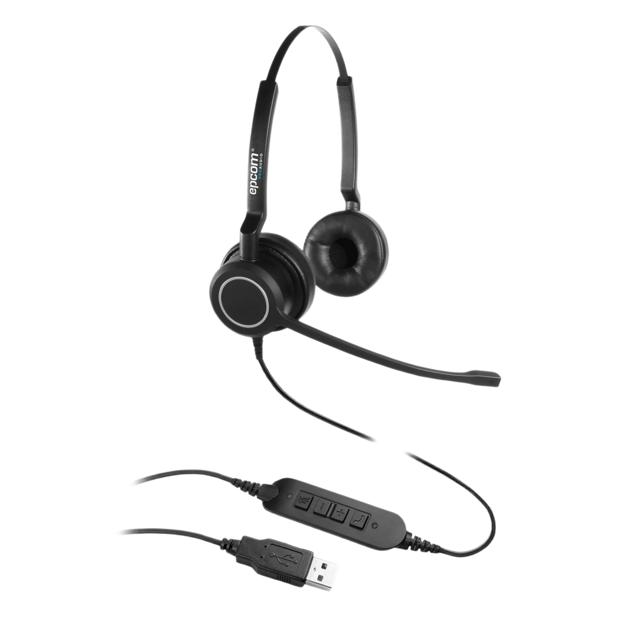 Audífonos USB de Diadema ESTÉREO con Audio HD / Micrófono con Cancelación de Ruido / Calidad para uso en Oficina — EPCOM PROAUDIO · SKU PROA-HS10USBD