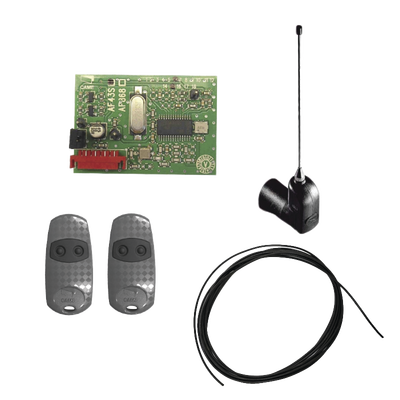 Kit Receptor inalámbrico con antena / Hasta 45M en linea de vista / INCLUYE dos controles y 3 metros de cable RG58 para la antena — CAME · SKU KIT-CME-WL