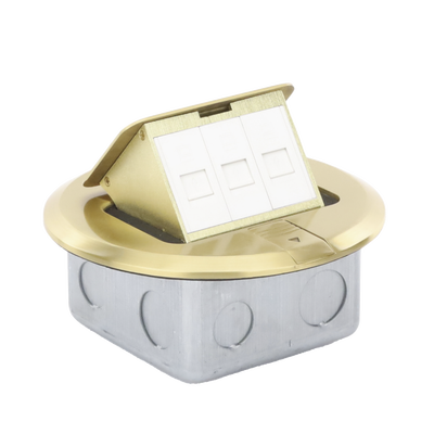 Mini Caja de Piso Redonda para Datos o Conectores Tipo Keystone, Color Bronce (3 Contactos) (11000-12102) — THORSMAN · SKU TH-MCPD-B