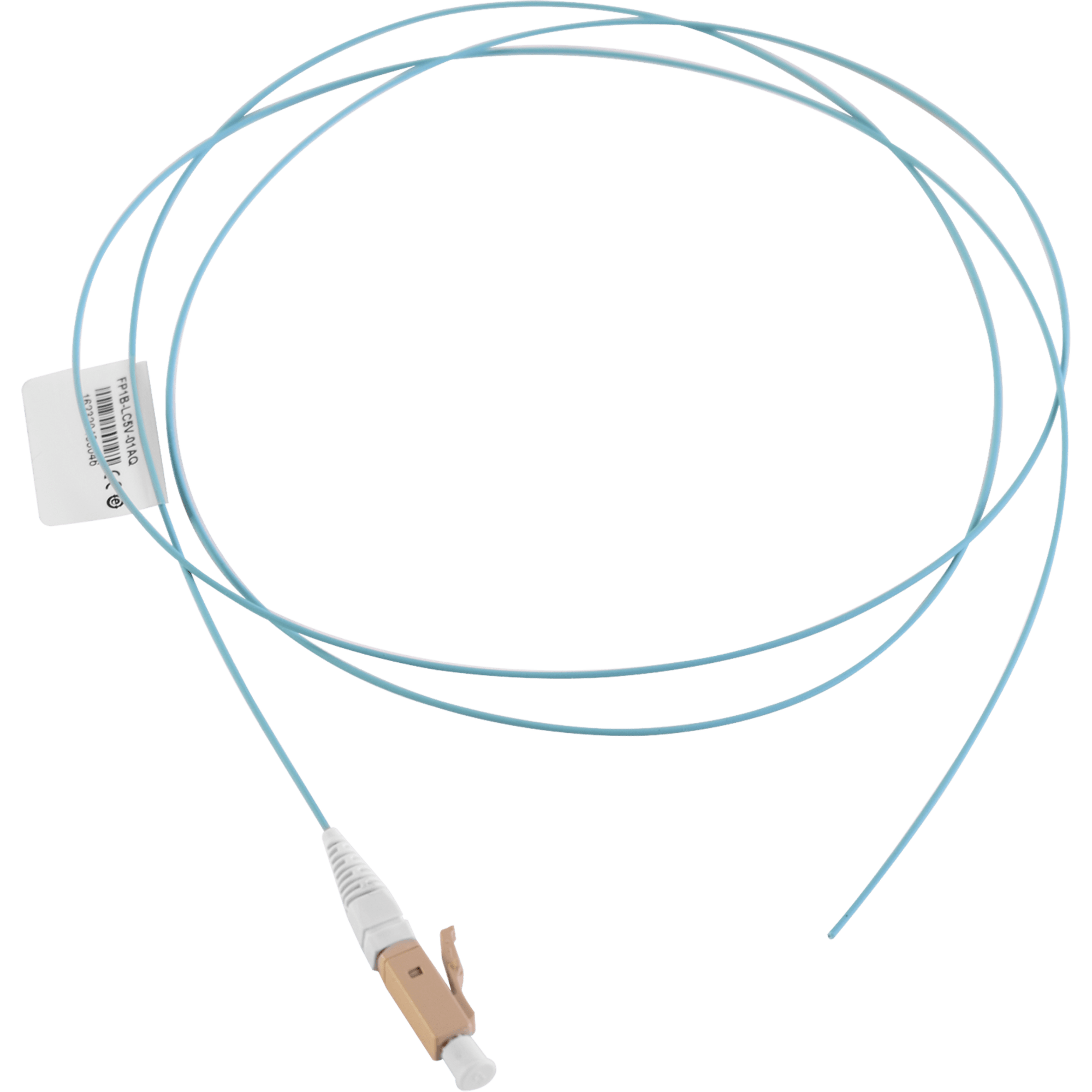 Pigtail de Fibra Óptica LC Simplex, Multimodo OM4 XGLO 50/125, OFNR, Color Aqua, 1 Metro (3.28 Pies)