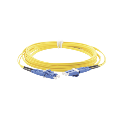 Jumper de Fibra Optica Monomodo 9/125 OS2, LC-LC Duplex, OFNR (Riser), Color Amarillo, 3 Metros (9.84 Pies)