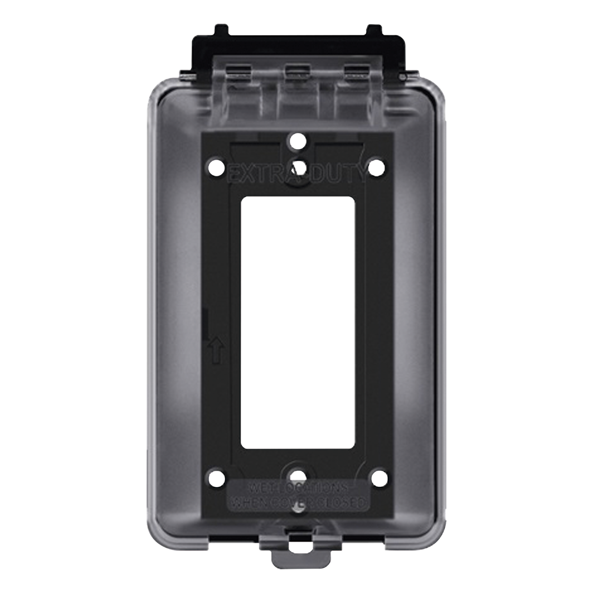 Caja Protectora de Contactos para Exterior / Policarbonato de Alto Impacto / Protección NEMA 3R / 127V 15A 60Hz / Tapa Transparente Base Negra / Resistente a Intemperie UV — THORSMAN · SKU TH-CPE