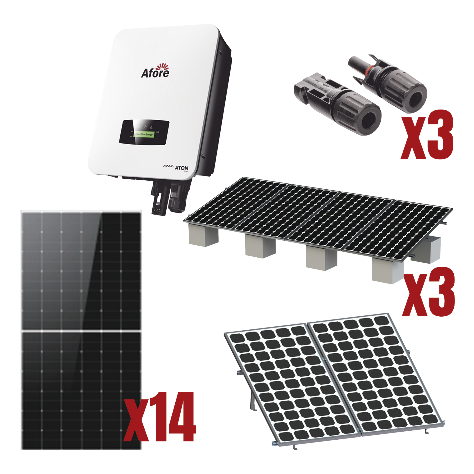 Kit Solar de Interconexión / 8 kW / 220 Vca / Inversor On-Grid / Montaje e Instalación Incluidos — AFORE · SKU HNS8000TLKIT1