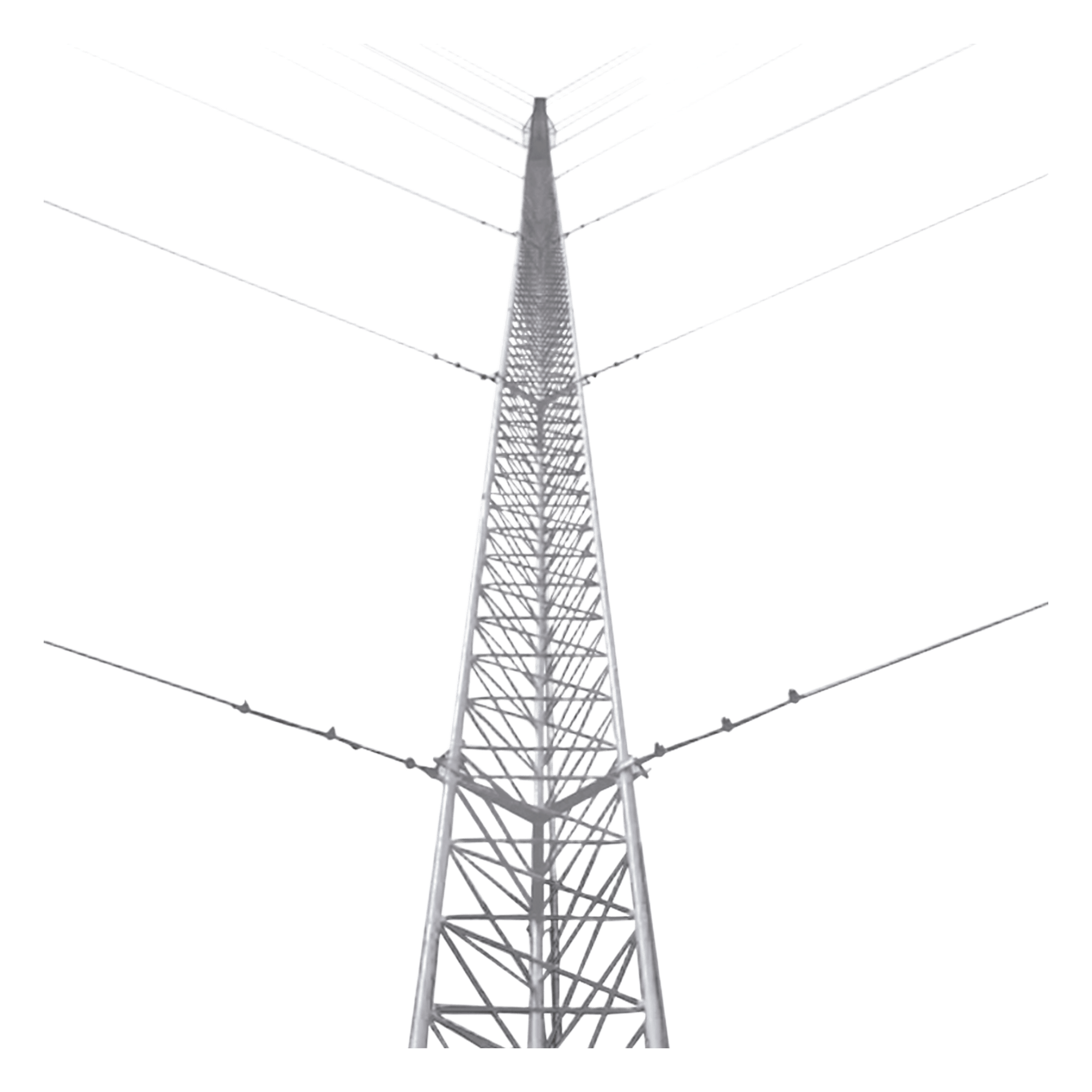 Kit de Torre Arriostrada de Techo de 27 m con Tramo STZ30G Galvanizada por Inmersión en Caliente (No incluye retenida).