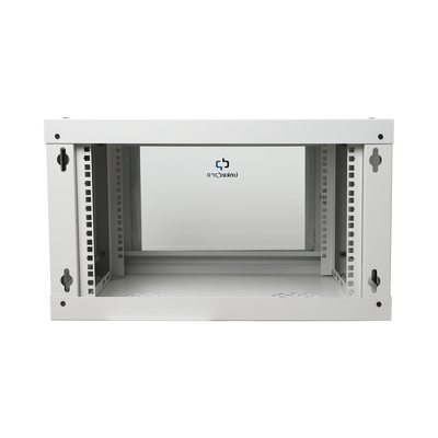 Gabinete de Pared de 6U con Puerta de Cristal Templado, 455 mm de Profundidad Total, Rack de 19'', Acero Reforzado Color Gris Mate