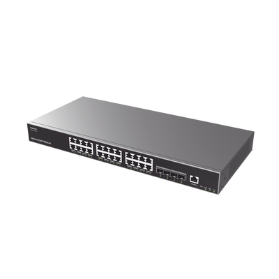 Switch Capa 3 Administrable / 24 puertos 10/100/1000 Mbps + 4 Puertos SFP+ de 10 Gigabits / Compatible con GWN Cloud.