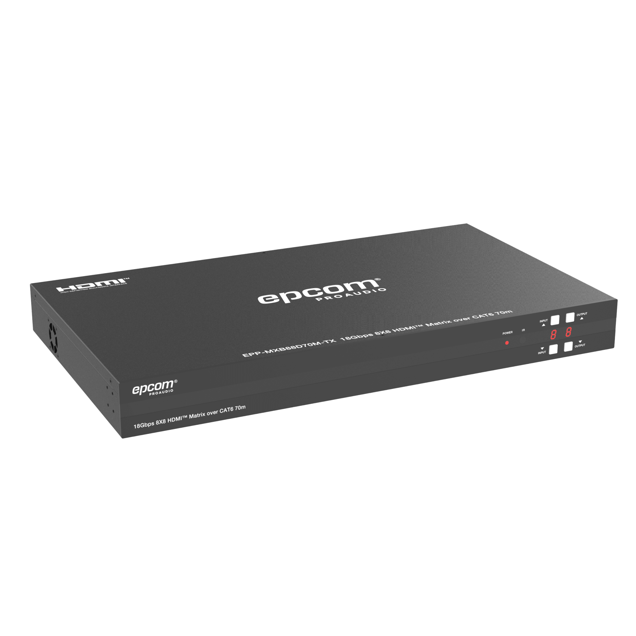 Matriz HDMI 8x8 | 4K@60Hz 4:4:4 | 8 Salidas HDMI + 8 CAT | Extensión hasta 70 m | Audio HD | Control IR/LAN/RS-232/Web GUI