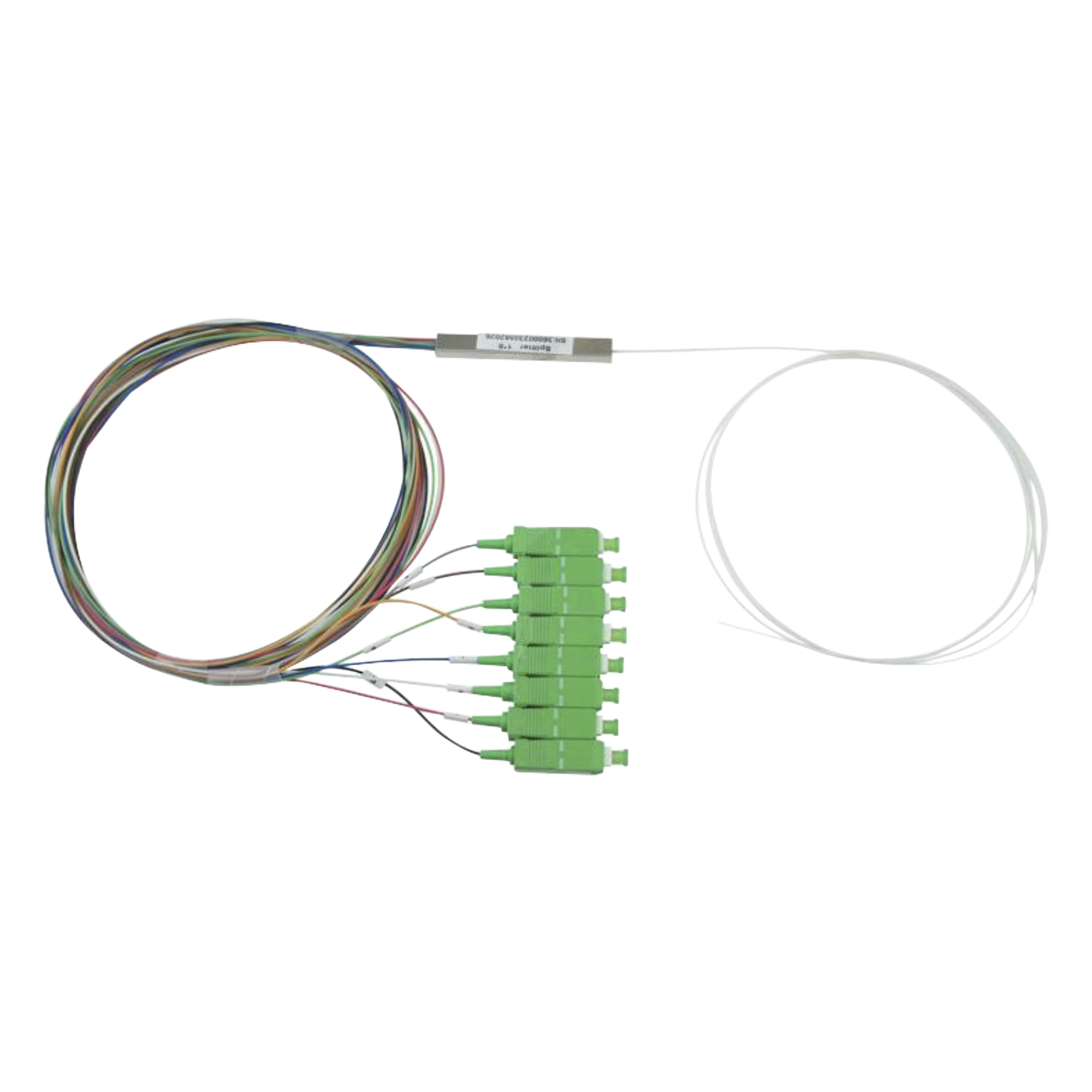 Splitter (Divisor Óptico) Tipo PLC, de 1x8, Conectores SC/APC de Salida — FIBERHOME · SKU PLC-108-SCAPC