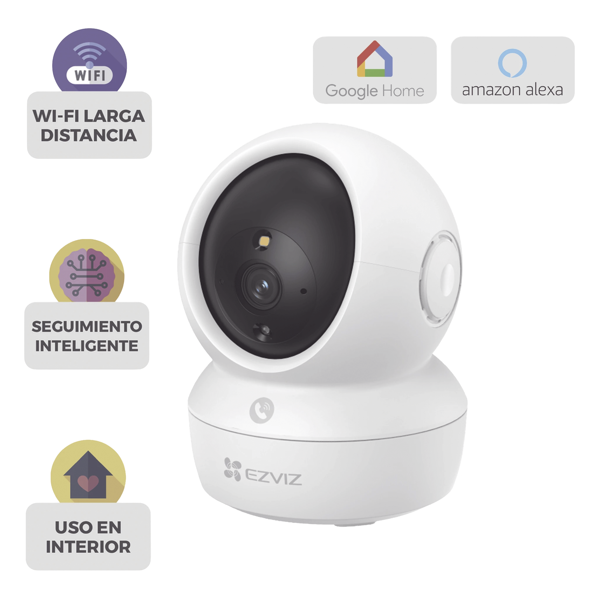 Cámara PT IP / 3 Megapixel / Wi-Fi Dual Band / Zoom Óptico 4x / IR 10 m (32.8 ft) / Audio Bidireccional / MicroSD 512GB — EZVIZ · SKU CSH6C/3MP