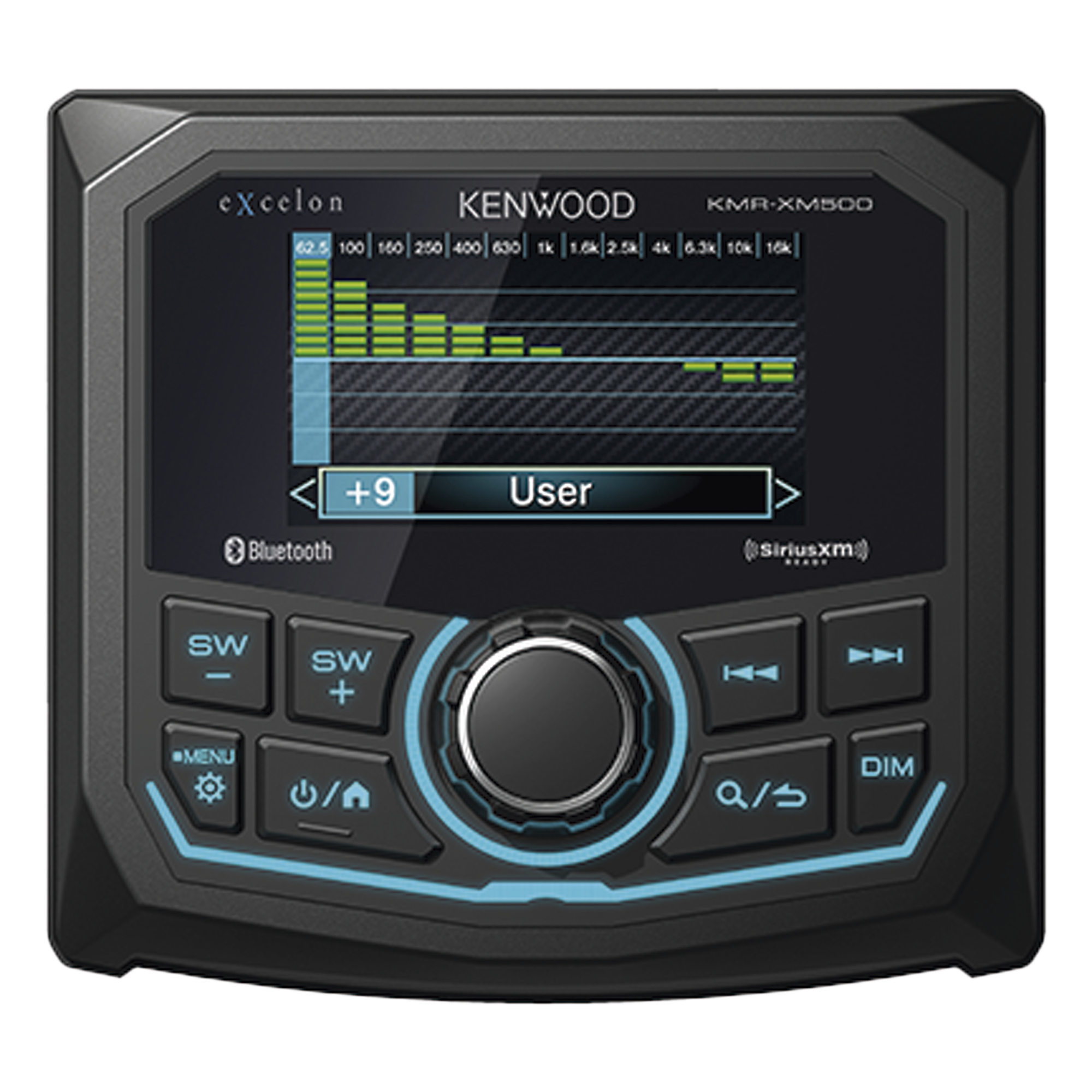 Estéreo marino sumergible IP66, con pantalla de 2.7 pulgadas, conexión Bluetooth, iluminación multicolor variable, con entrada USB — JVC KENWOOD · SKU KMR-XM500