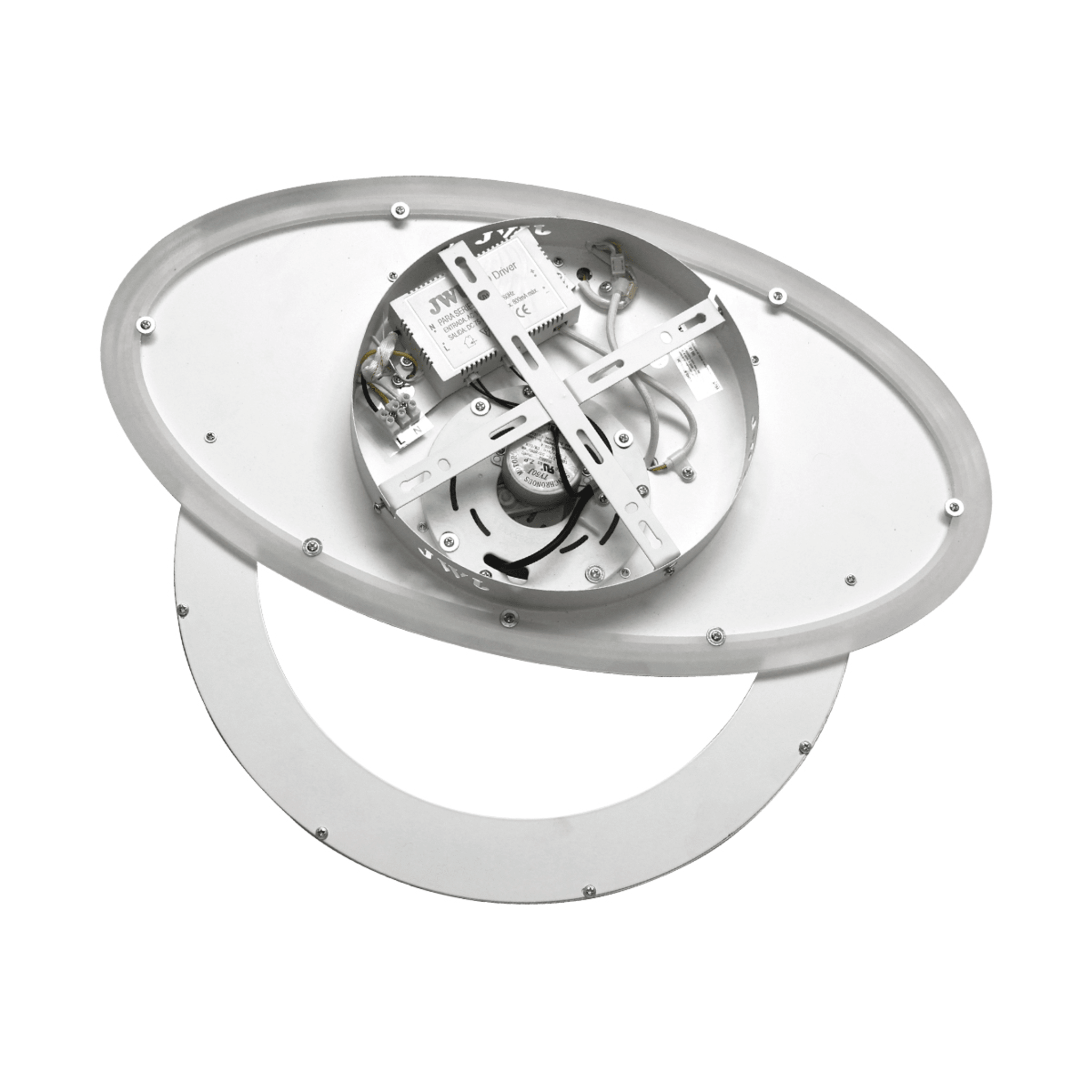Ventilador de Techo con Luminario LED de 110 V CA 50/60 Hz / 88 W / 3 Tonos de Luz (6500 - 4 000 - 2 700 K) / Con giro 360° / Diámetro 550 mm / 6 Velocidades / Dimeable.